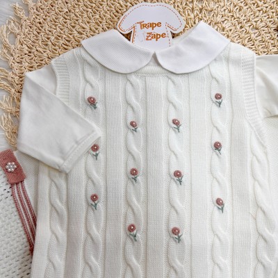  Saída de Maternidade - Ivone Florida Salopete - Off White e Rose